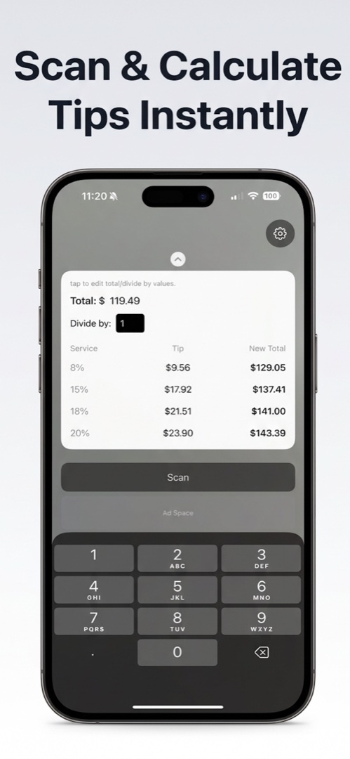 SnapTip iPhone app — Scan receipt and calculate tips instantly